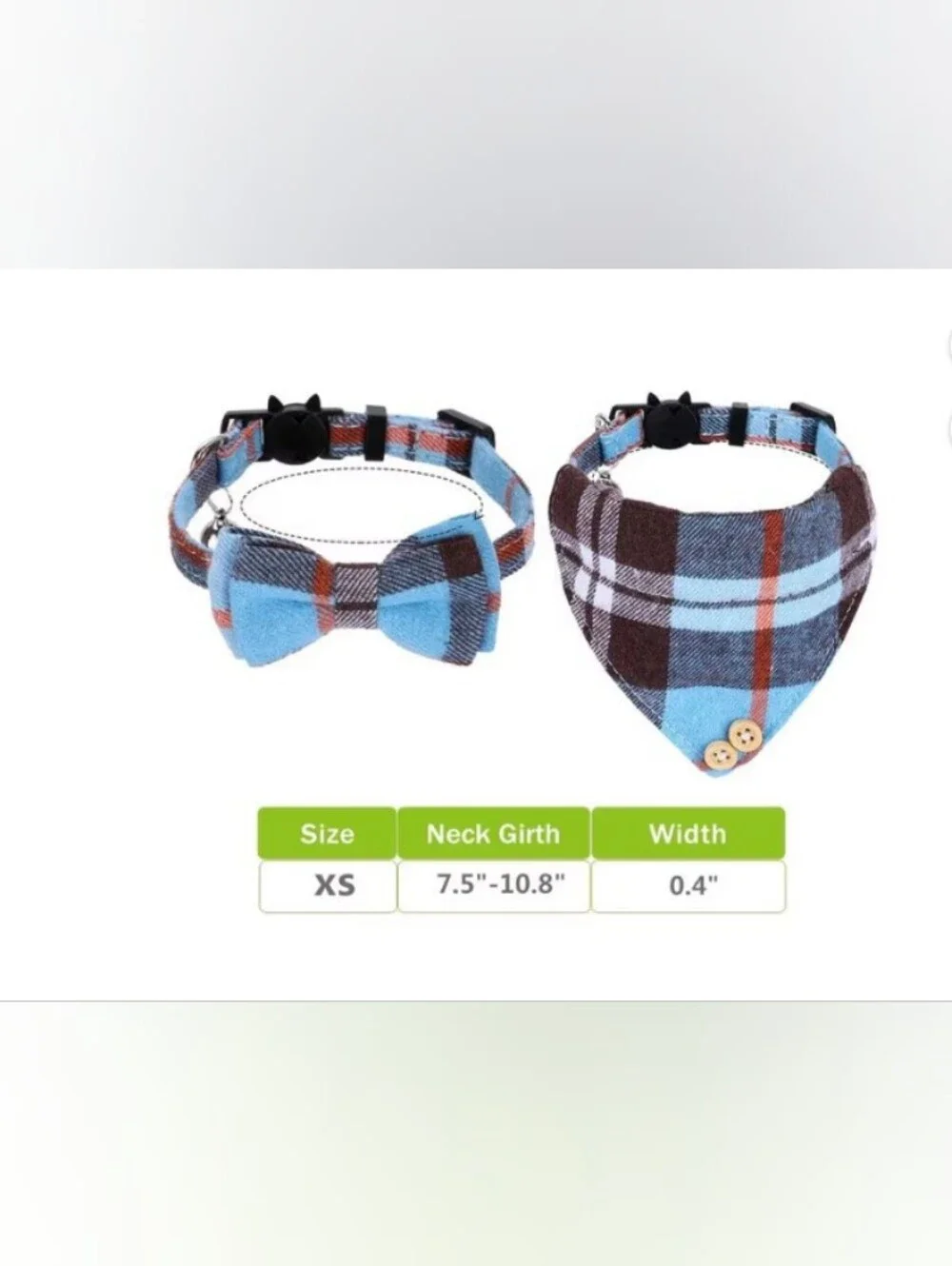 Cat/Kitten 😺 Collar Plaid Bandana with Bells and Bowtie, 2 Packs